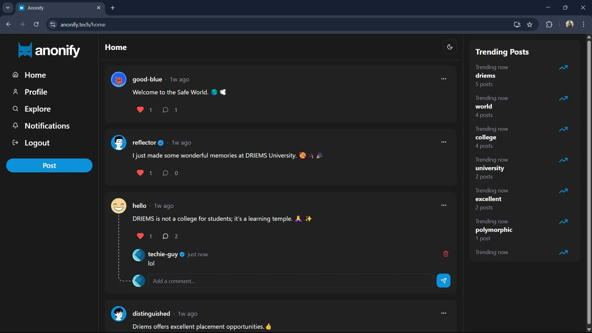 Anonify – Full-Stack Anonymous Social Media Platform - Image 10