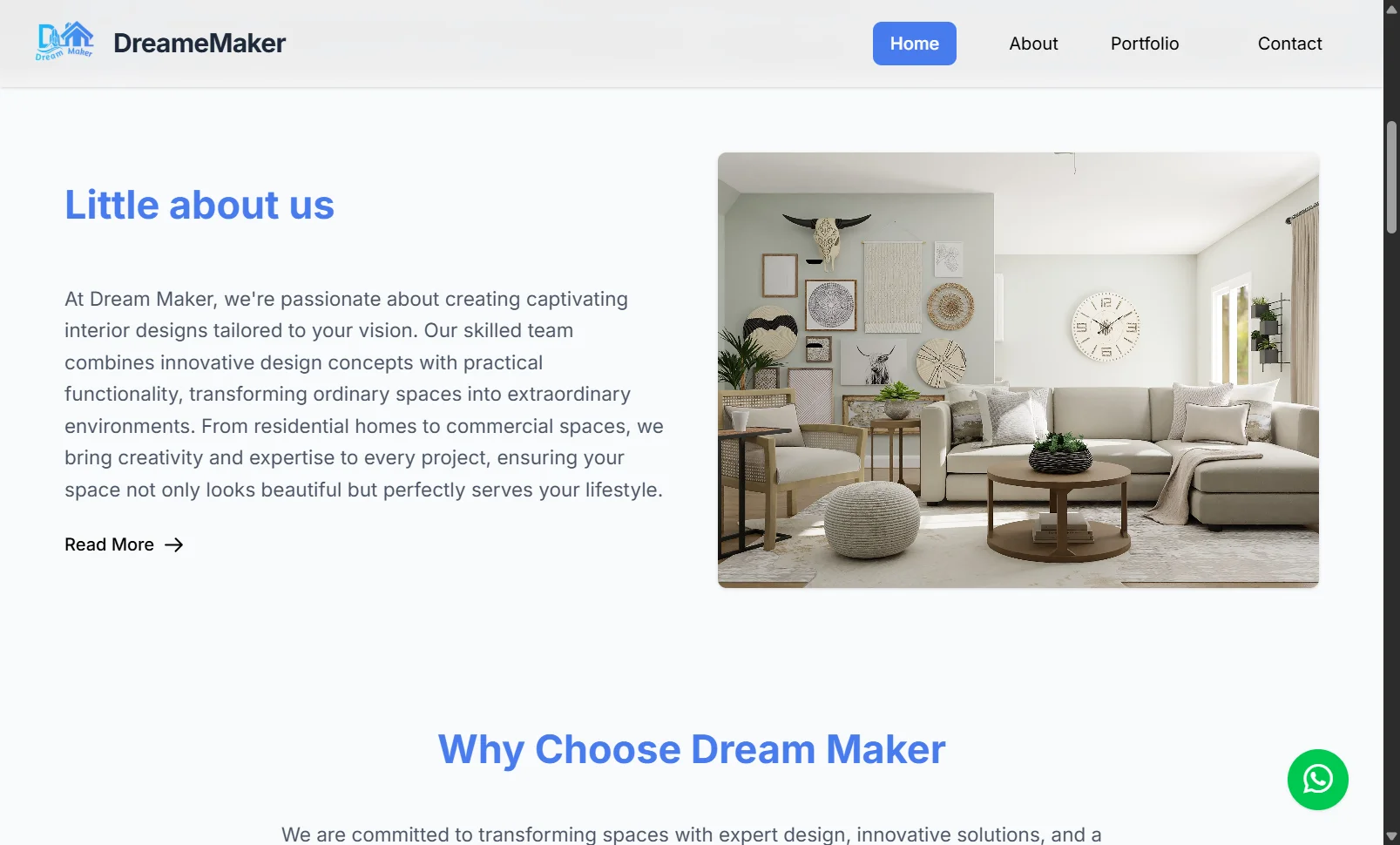 Dream Maker V1 – Interior Design Website - Image 1