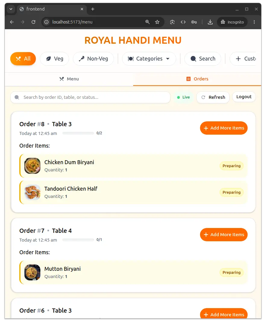 Restaurant Management System – Orders, Kitchen & Analytics - Image 6