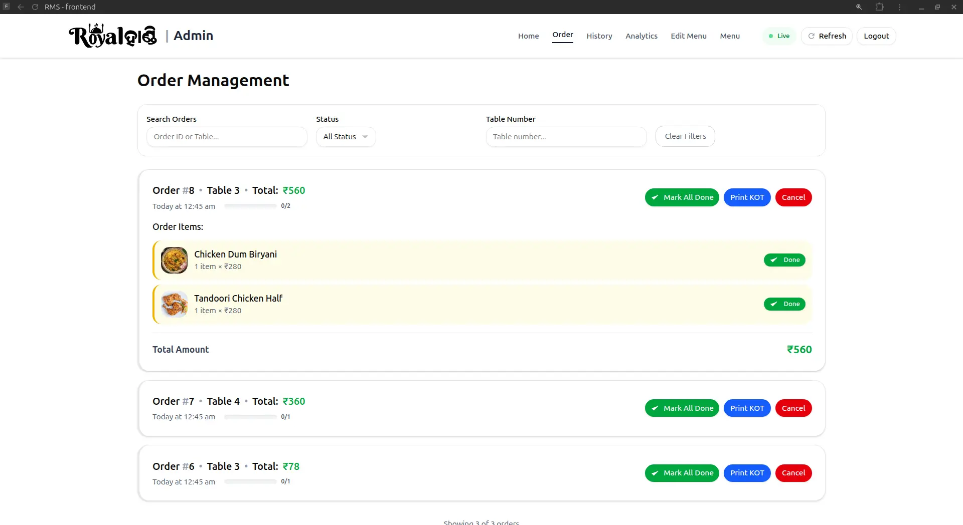Restaurant Management System – Orders, Kitchen & Analytics - Image 7