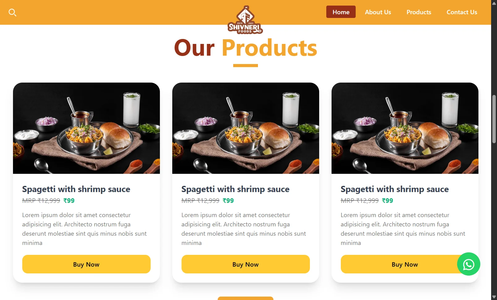 Shivneri Foods Website - Image 2